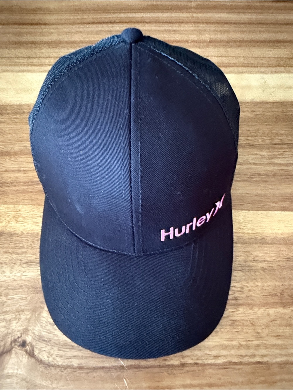 Hurley Black Pink Logo Trucker Hat Mesh Snapback Adjustable Cap